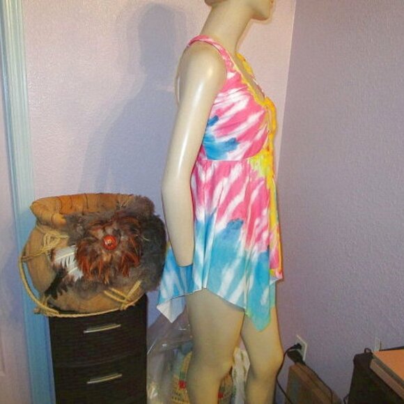 NEW Esprlia TIE DYE Boho Size 18W TANKIN Swim TOP Witchy HANKY Hippie PLUS Tunic - Picture 7 of 12